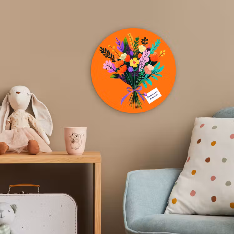 Kaartje - Boeket - Bloemen Wandcirkel kunststof plaat 5mm dik klein -tsfeer1_kind