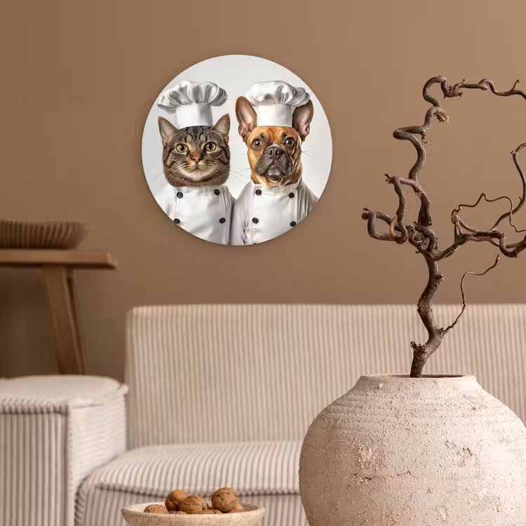 Kat - Hond - Kokskleding Wandcirkel kunststof plaat 5mm dik klein -sfeer1