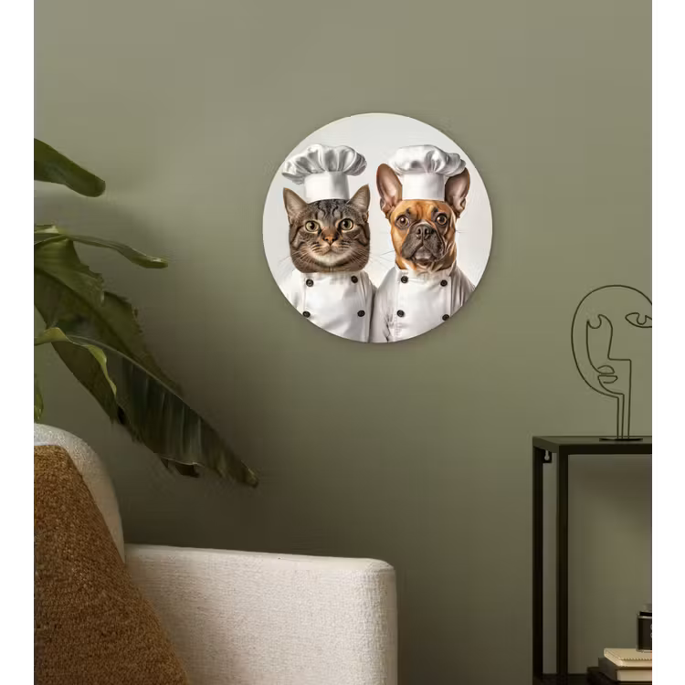 Kat - Hond - Kokskleding Wandcirkel kunststof plaat 5mm dik klein -sfeer3