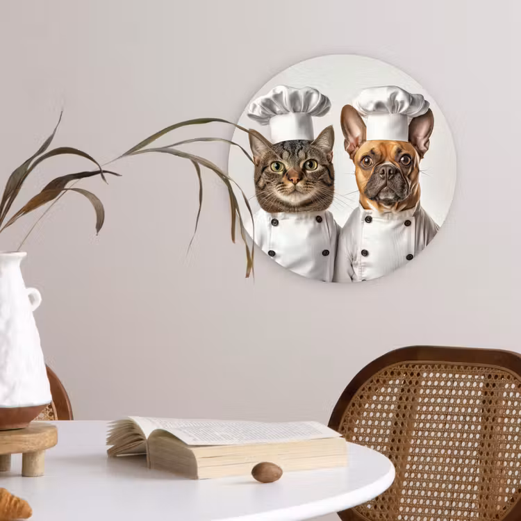 Kat - Hond - Kokskleding Wandcirkel kunststof plaat 5mm dik klein -sfeer4