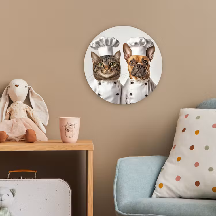 Kat - Hond - Kokskleding Wandcirkel kunststof plaat 5mm dik klein -tsfeer1_kind