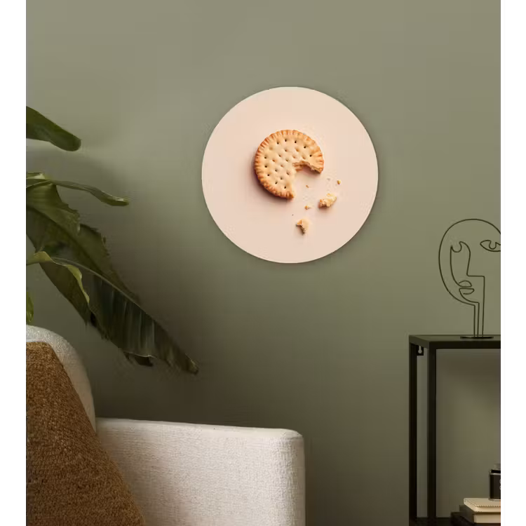Koekje - Kruimels - beige Wandcirkel kunststof plaat 5mm dik klein -sfeer3