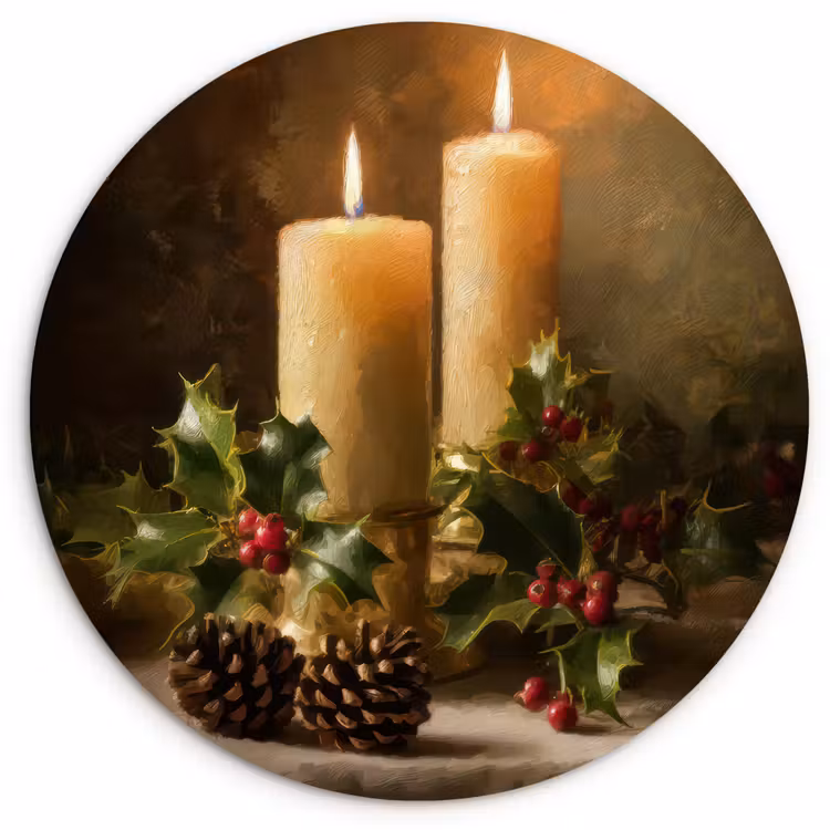 Kaarslicht - Kerst - Veelkleurig Wandcirkel kunststof plaat 5mm dik klein -3d