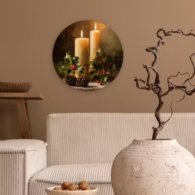 Kaarslicht - Kerst - Veelkleurig Wandcirkel kunststof plaat 5mm dik klein -sfeer1