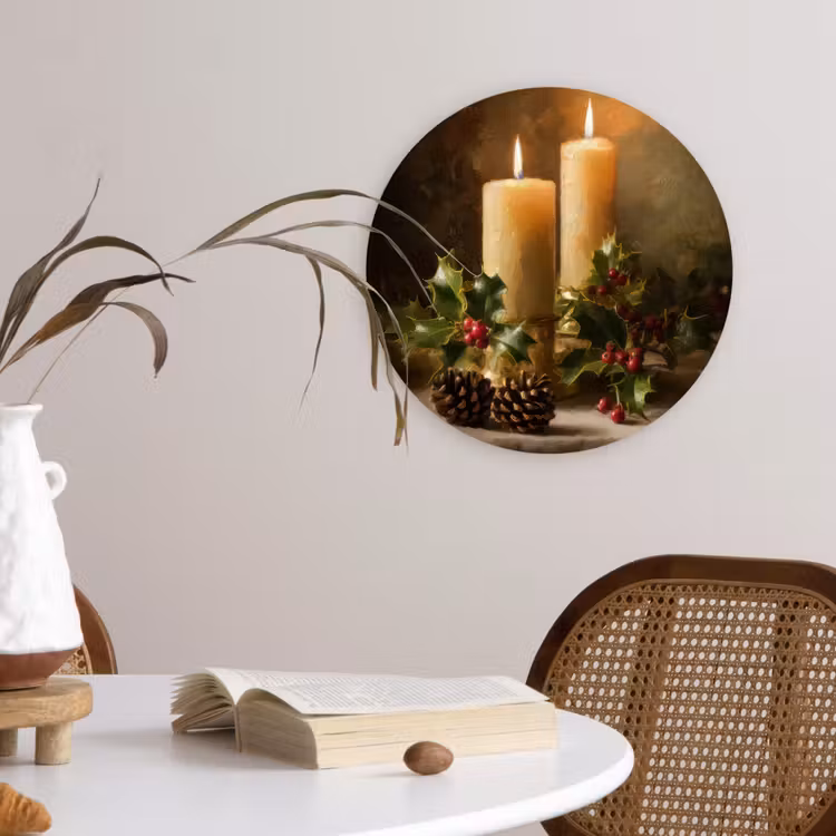 Kaarslicht - Kerst - Veelkleurig Wandcirkel kunststof plaat 5mm dik klein -sfeer4