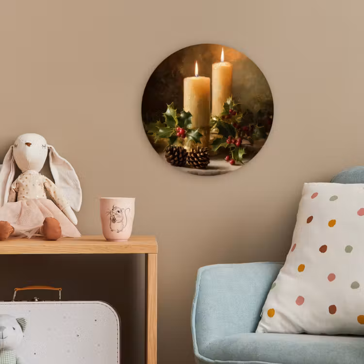 Kaarslicht - Kerst - Veelkleurig Wandcirkel kunststof plaat 5mm dik klein -tsfeer1_kind