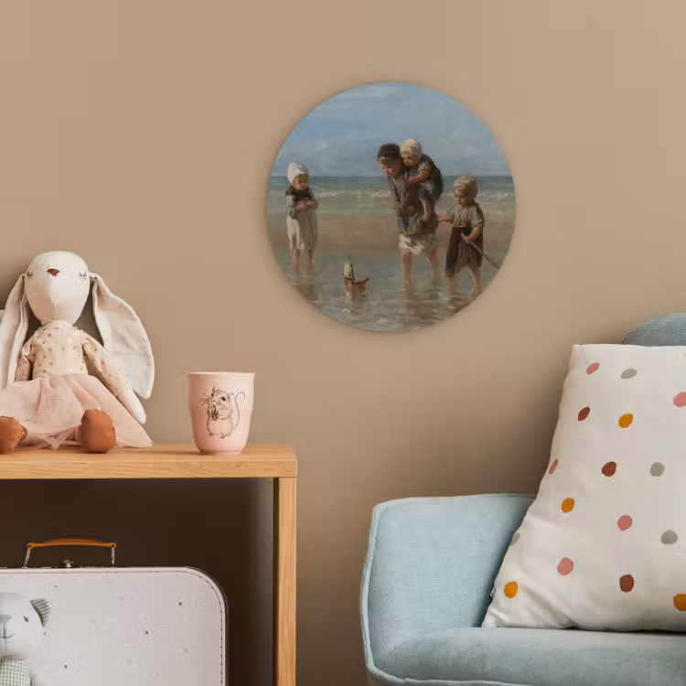 Kinderen der zee - Schilderij van Jozef Israëls Wandcirkel kunststof plaat 5mm dik klein -tsfeer1_kind