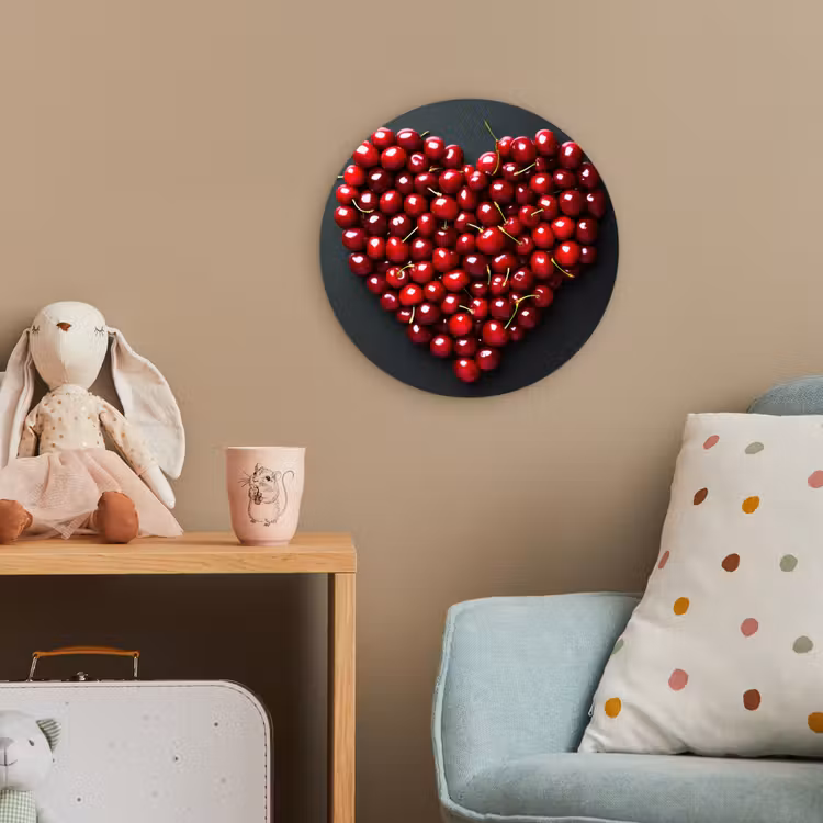Kersen - Hart - Rood - Zwart Wandcirkel kunststof plaat 5mm dik klein -tsfeer1_kind