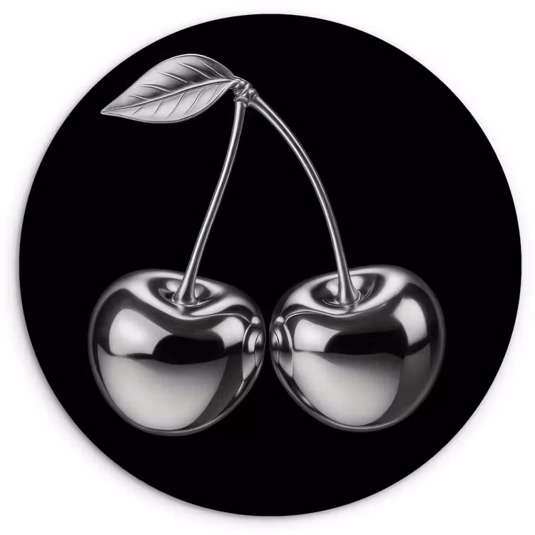 Kers - Luxueus - Metallic Wandcirkel kunststof plaat 5mm dik klein -3d