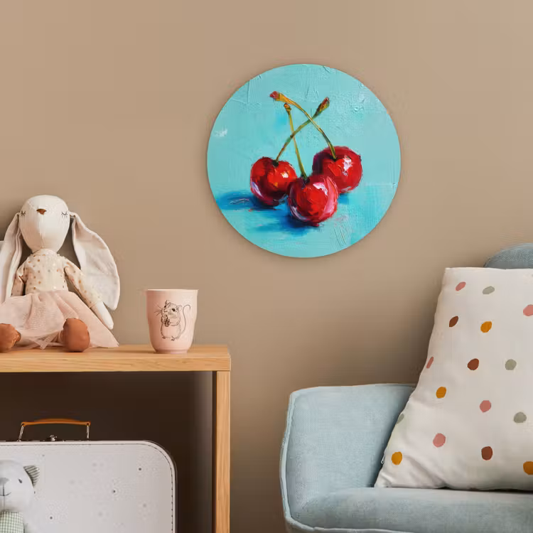 Kersen - Rood - Drie - Geverfd Wandcirkel kunststof plaat 5mm dik klein -tsfeer1_kind