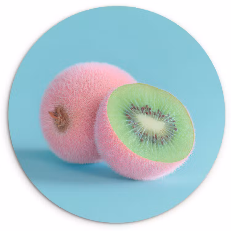 Kiwi - Blauw - Surrealistisch Wandcirkel kunststof plaat 5mm dik klein -3d