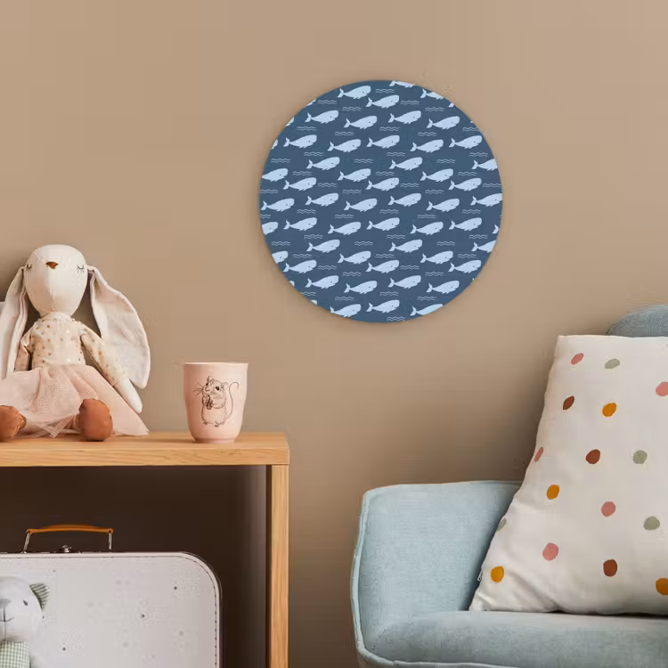 Klein - Oceaan - Golven - Blauw Wandcirkel kunststof plaat 5mm dik klein 188 -tsfeer1_kind
