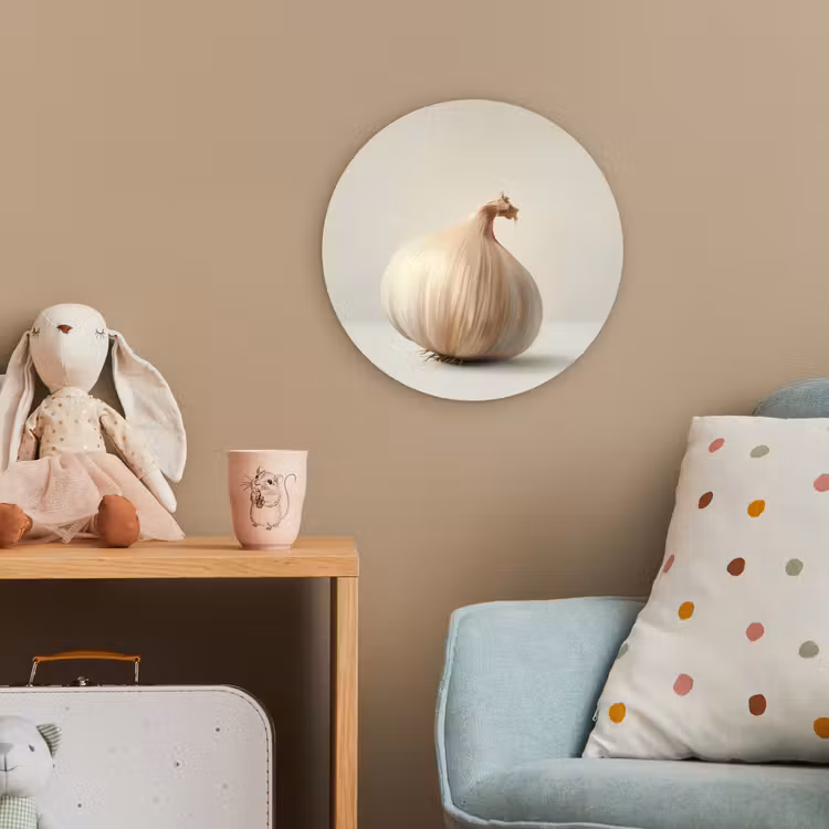 Knoflook - Natuurlijk - Beige Wandcirkel kunststof plaat 5mm dik klein -tsfeer1_kind