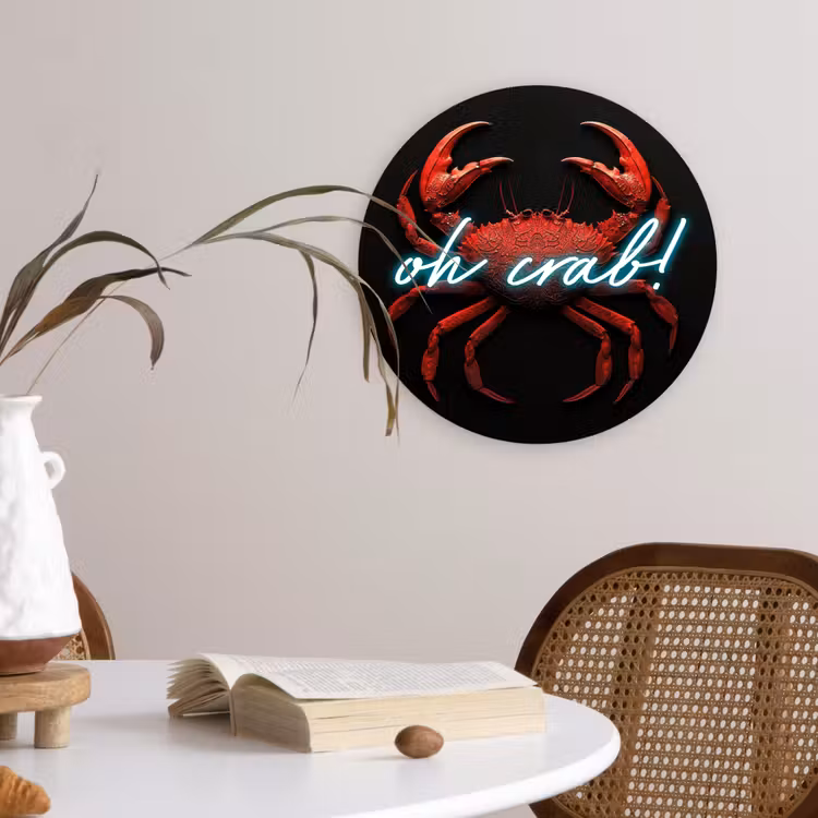 Krab - Rood - Neon - Quote Wandcirkel kunststof plaat 5mm dik klein -sfeer4