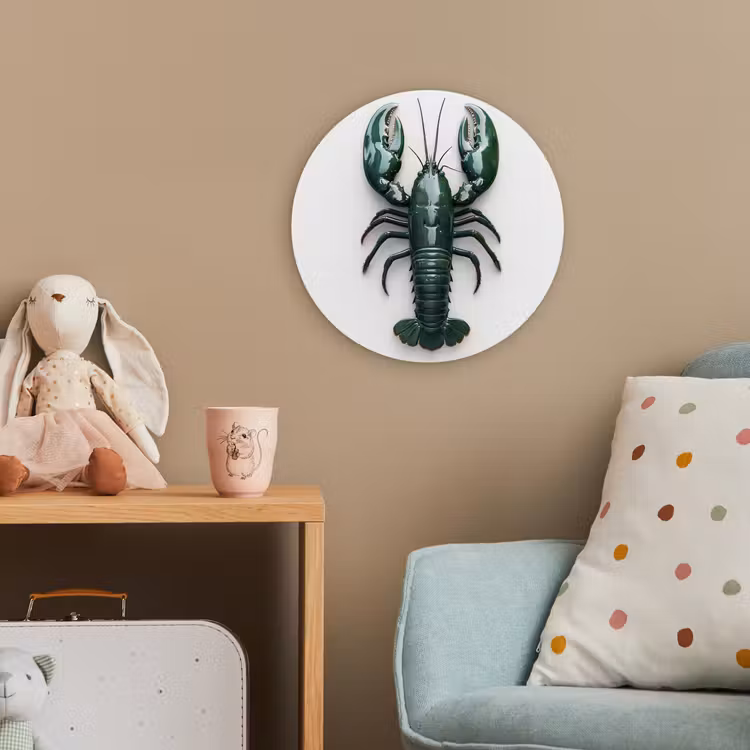 Kreeft - Glossier - Groen - Wit Wandcirkel kunststof plaat 5mm dik klein -tsfeer1_kind