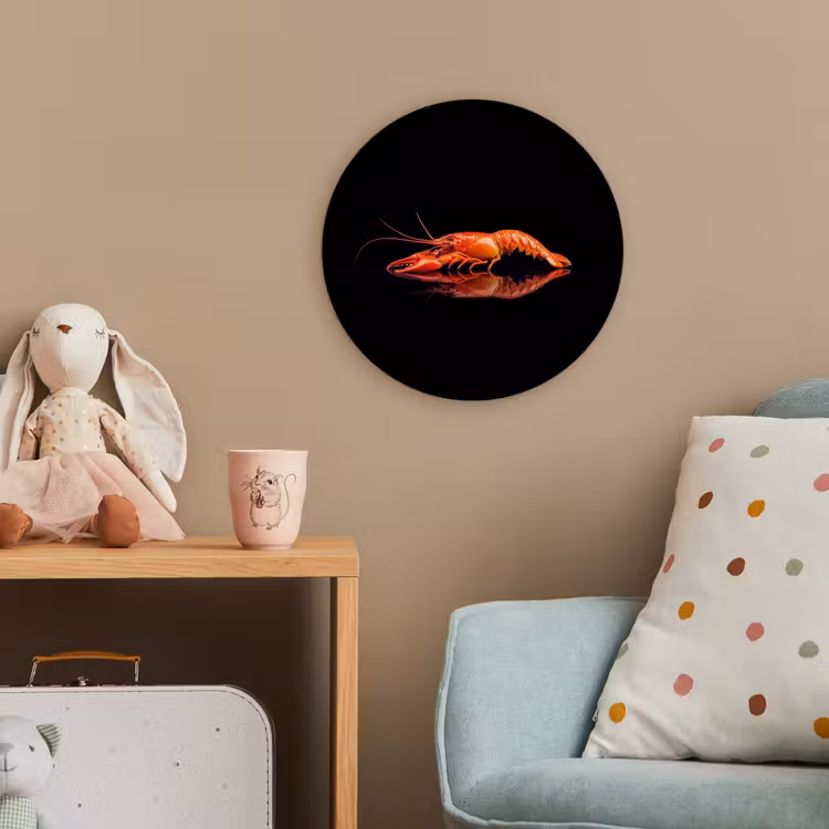 Kreeft - Oranje - Zwart - Opvallend Wandcirkel kunststof plaat 5mm dik klein -tsfeer1_kind