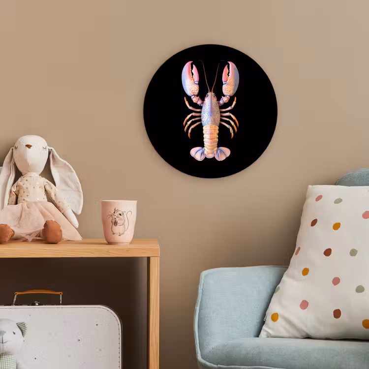 Kreeft - Roze - Zacht - Zwart Wandcirkel kunststof plaat 5mm dik klein -tsfeer1_kind