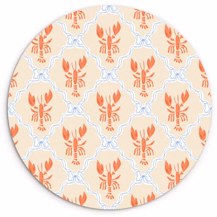 Zee - Kreeft - Blauw - Geel - Oranje Wandcirkel kunststof plaat 5mm dik klein 188 -3d