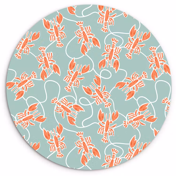 Zee - Kreeft - Groen - Oranje Wandcirkel kunststof plaat 5mm dik klein 188 -3d
