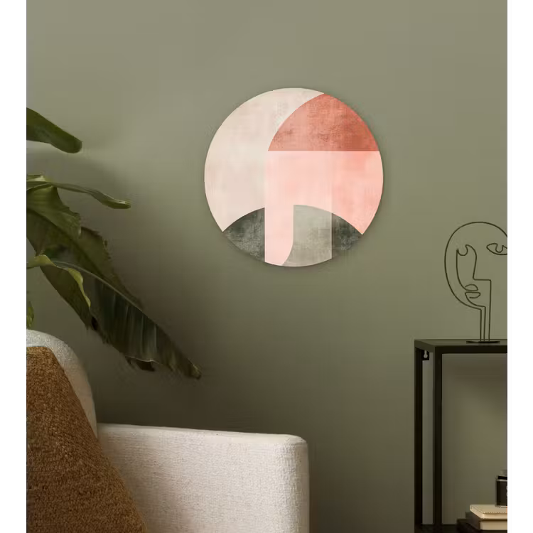 Cirkel - Abstract - Roze Wandcirkel kunststof plaat 5mm dik klein -sfeer3