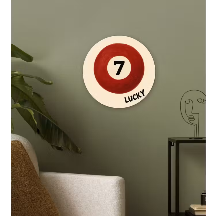 Cirkel - Zeven - Lucky - Rood Wandcirkel kunststof plaat 5mm dik klein -sfeer3