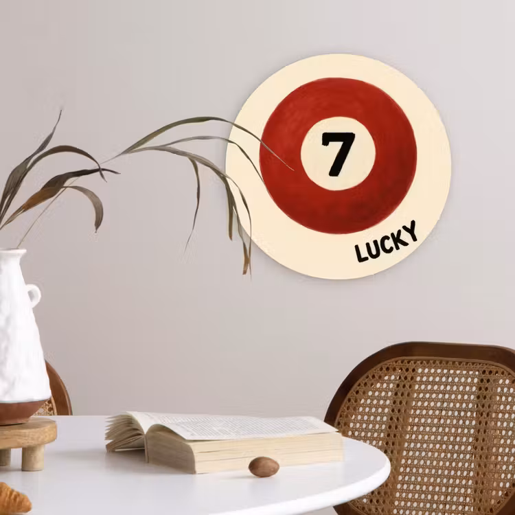 Cirkel - Zeven - Lucky - Rood Wandcirkel kunststof plaat 5mm dik klein -sfeer4