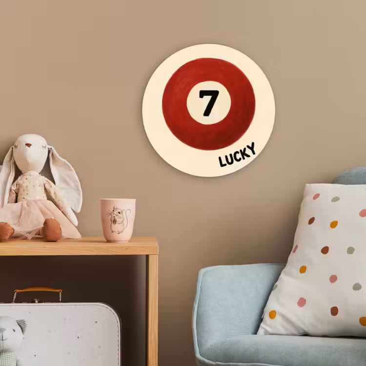 Cirkel - Zeven - Lucky - Rood Wandcirkel kunststof plaat 5mm dik klein -tsfeer1_kind