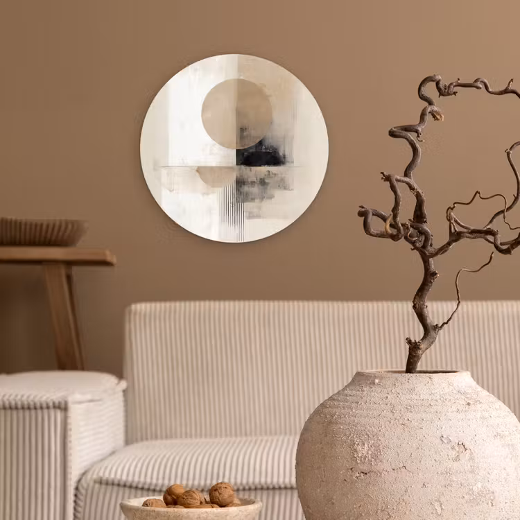 Cirkel - Compositie - Diepte - Beige Wandcirkel kunststof plaat 5mm dik klein -sfeer1
