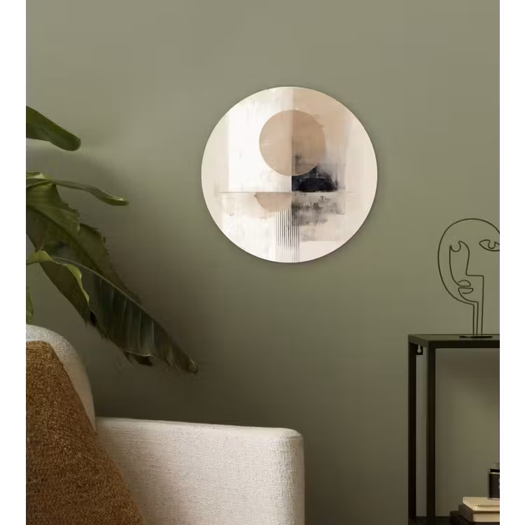 Cirkel - Compositie - Diepte - Beige Wandcirkel kunststof plaat 5mm dik klein -sfeer3