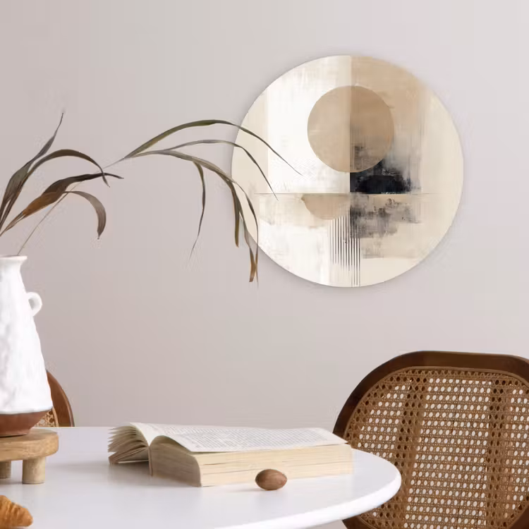 Cirkel - Compositie - Diepte - Beige Wandcirkel kunststof plaat 5mm dik klein -sfeer4