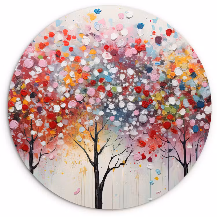 Kunst - Bomen - Natuur - Acryl Wandcirkel kunststof plaat 5mm dik klein -3d