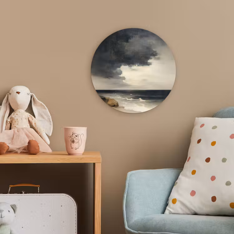 Kust - Golven - Rots - Storm Wandcirkel kunststof plaat 5mm dik klein -tsfeer1_kind