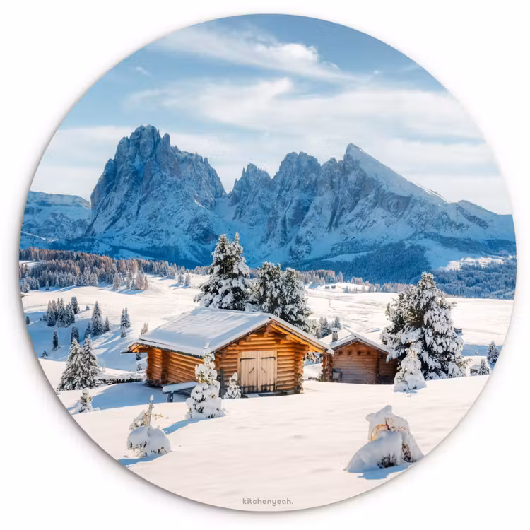 Landschap - Winter - Sneeuw Wandcirkel kunststof plaat 5mm dik klein -3d