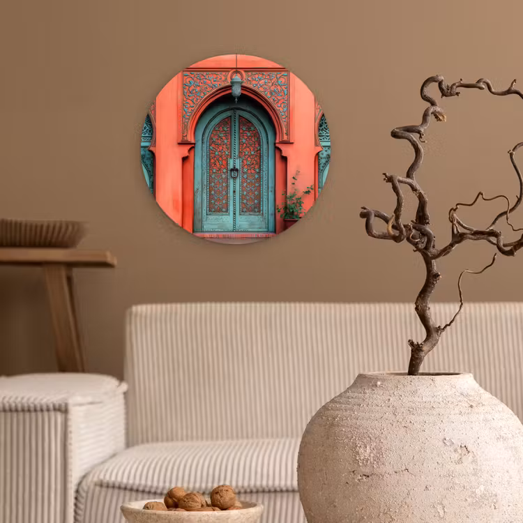 Lantaarn - Deur - Turquoise Wandcirkel kunststof plaat 5mm dik klein -sfeer1