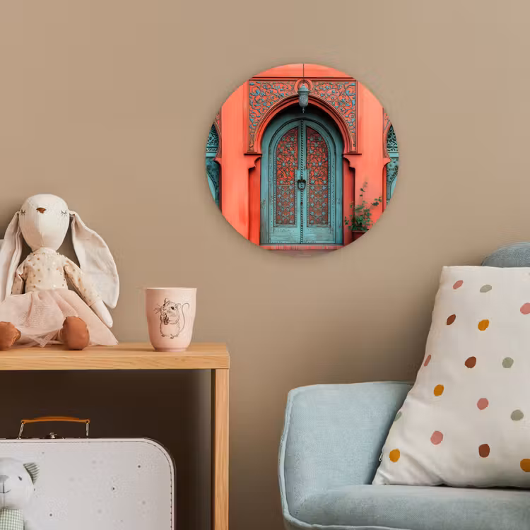 Lantaarn - Deur - Turquoise Wandcirkel kunststof plaat 5mm dik klein -tsfeer1_kind