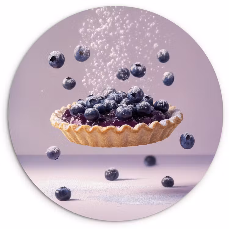 Eten - Taart - Bessen - Blauw Wandcirkel kunststof plaat 5mm dik klein -3d