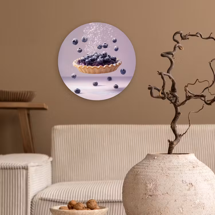 Eten - Taart - Bessen - Blauw Wandcirkel kunststof plaat 5mm dik klein -sfeer1
