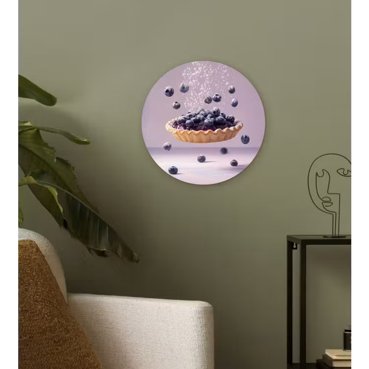 Eten - Taart - Bessen - Blauw Wandcirkel kunststof plaat 5mm dik klein -sfeer3