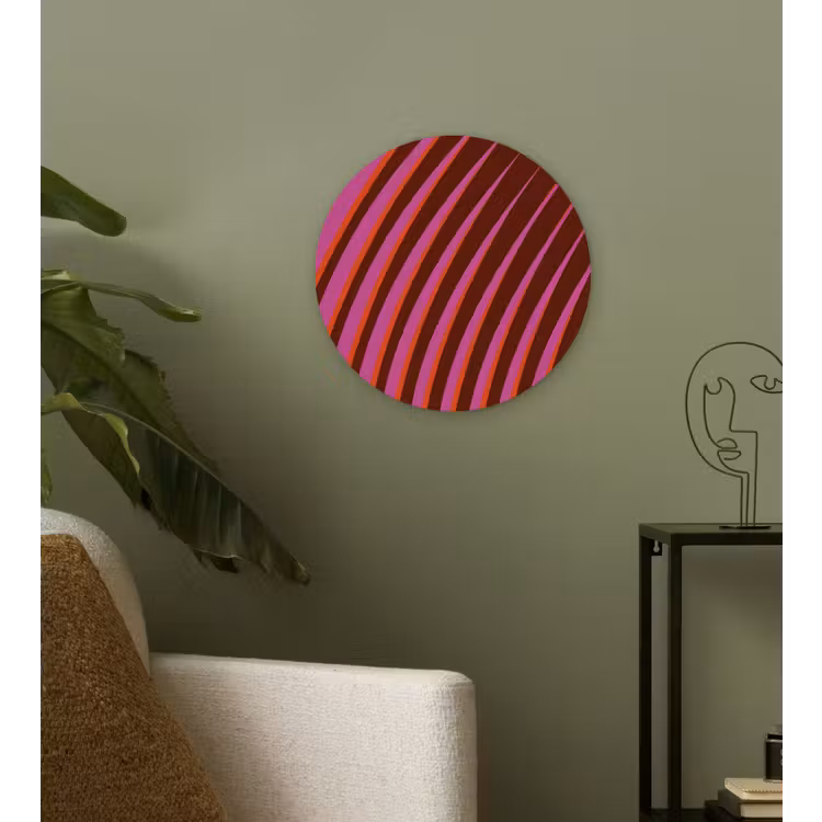 Lijnen - Rood - Beweging Wandcirkel kunststof plaat 5mm dik klein -sfeer3