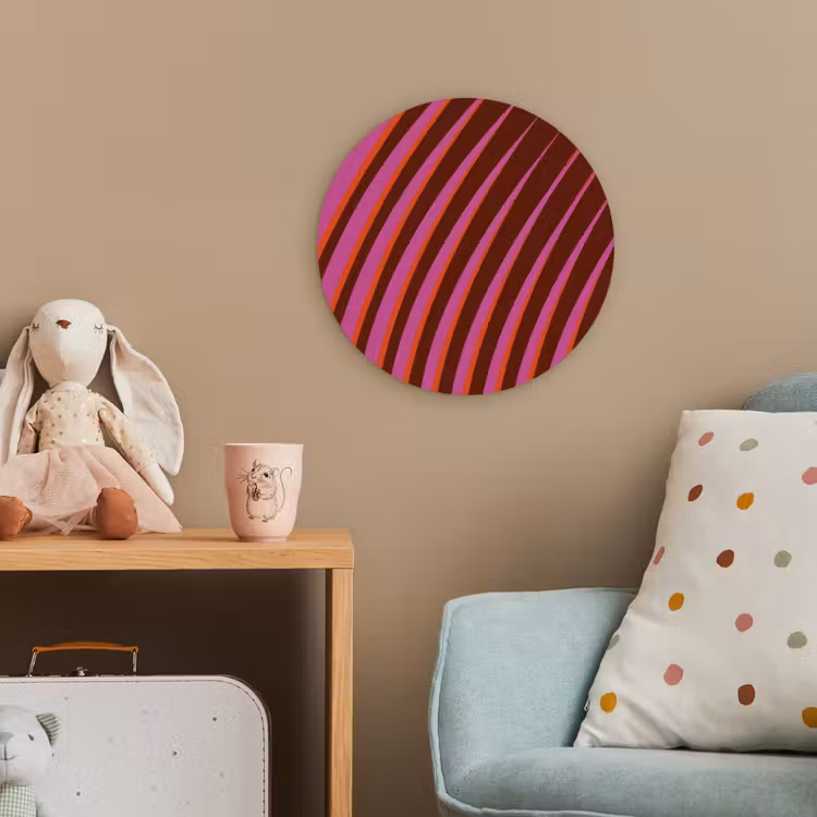 Lijnen - Rood - Beweging Wandcirkel kunststof plaat 5mm dik klein -tsfeer1_kind