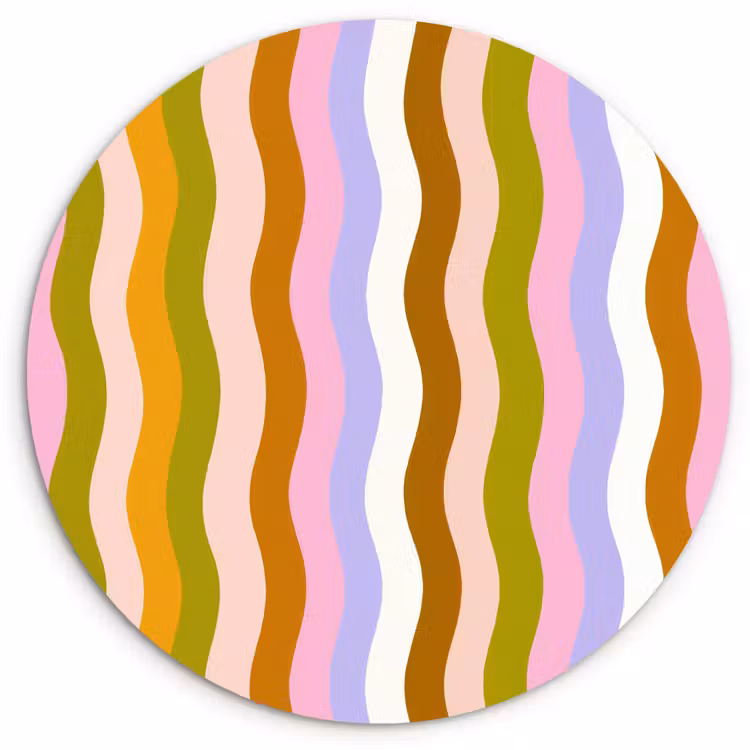 lijnen - Golven - Pastelkleuren - Patroon Wandcirkel kunststof plaat 5mm dik klein -3d