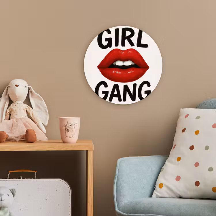 Lip - Girl - Rood - Letters Wandcirkel kunststof plaat 5mm dik klein -tsfeer1_kind