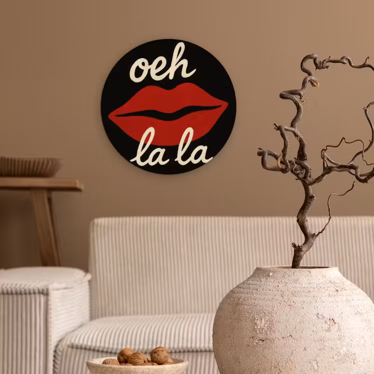 Lip - Rood - Quote Wandcirkel kunststof plaat 5mm dik klein -sfeer1