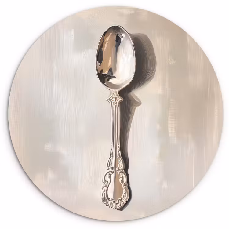 Lepel - Verf - Zilver Wandcirkel kunststof plaat 5mm dik klein -3d