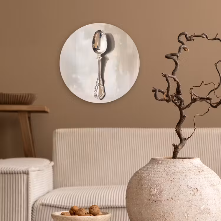 Lepel - Verf - Zilver Wandcirkel kunststof plaat 5mm dik klein -sfeer1