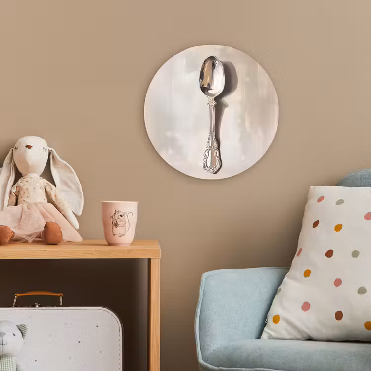 Lepel - Verf - Zilver Wandcirkel kunststof plaat 5mm dik klein -tsfeer1_kind
