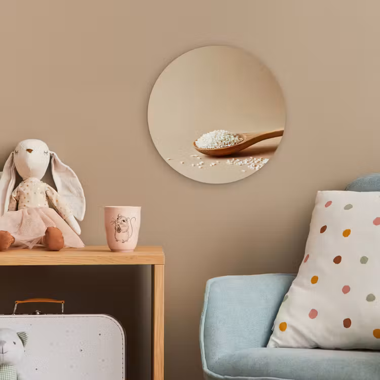 Lepel - Rijst - Hout - Beige Wandcirkel kunststof plaat 5mm dik klein -tsfeer1_kind