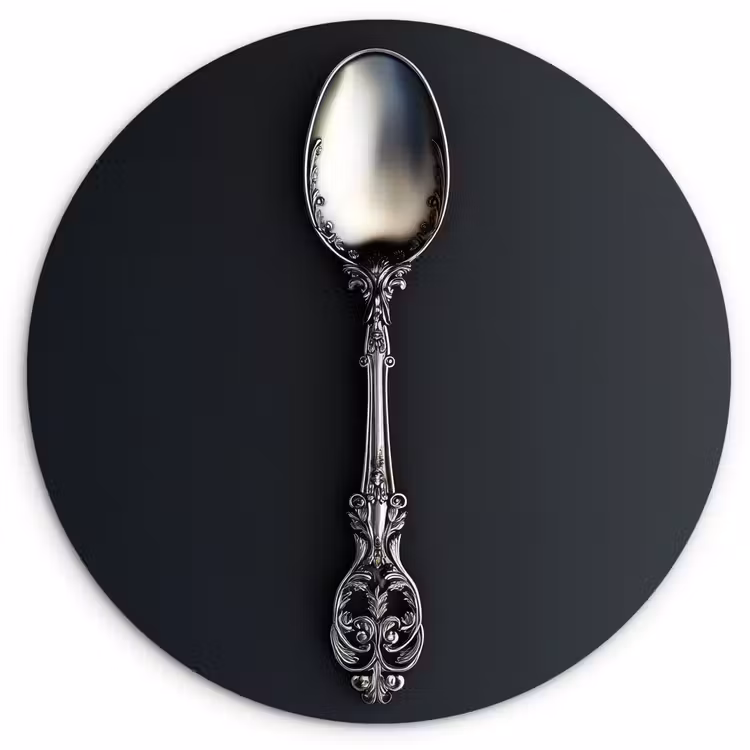 Lepel - Zilver - Metaal Wandcirkel kunststof plaat 5mm dik klein -3d