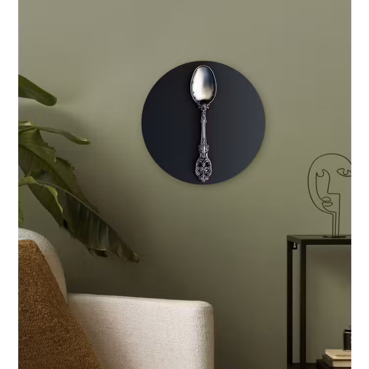 Lepel - Zilver - Metaal Wandcirkel kunststof plaat 5mm dik klein -sfeer3