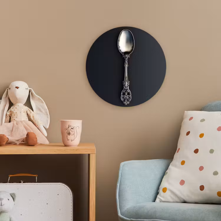 Lepel - Zilver - Metaal Wandcirkel kunststof plaat 5mm dik klein -tsfeer1_kind